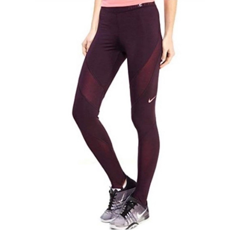Nike‎ Pro Hyperwarm Women's Purple Thermal Leggings Stirrups Size S